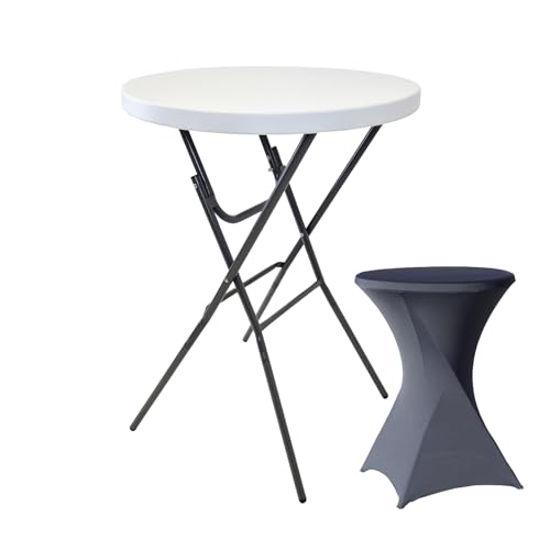 TRUTZHOLM Stehtisch Ø 80 cm wahlweise mit Husse Bistrotisch Partytisch Klapptisch Biertisch + Decke (Stehtisch inkl. Husse anthrazit) von TRUTZHOLM