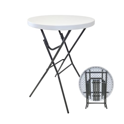 TRUTZHOLM Stehtisch klappbar Ø 80 cm wetterfeste Tischplatte Höhe 110 cm Stahlgestell pulverbeschichtet und rostfrei Tisch Bistrotisch Klapptisch in weiß wahlweise mit Husse (Stehtisch ohne Husse) von TRUTZHOLM