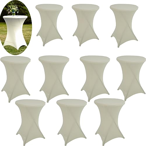 TRUTZHOLM Stehtischhusse 10er Set Husse für Partytisch Bistrotisch in beige Ø 80cm Deko für Strandhochzeit von TRUTZHOLM