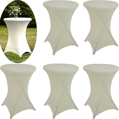 TRUTZHOLM Stehtischhusse 5er Set Husse für Partytisch Bistrotisch in beige Ø 80cm Deko für Strandhochzeit von TRUTZHOLM