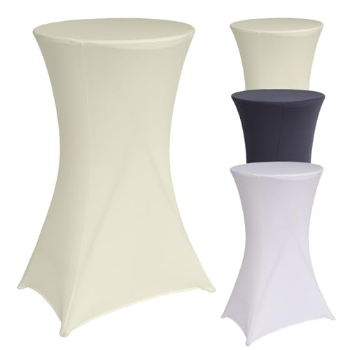 TRUTZHOLM Stehtischhusse 60 cm Farbe nach Wahl Tischdecke Husse Partytisch Bistrotisch Stretch Decke (Beige) von TRUTZHOLM