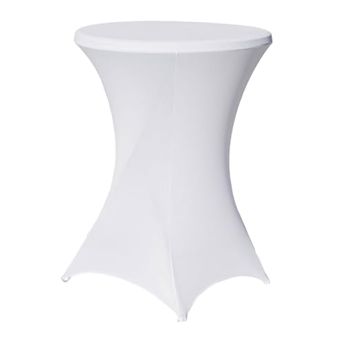 TRUTZHOLM Stehtischhusse Stretch weiß Ø 80 cm Tischdecke Husse Partytisch Bistrotisch Stehtischhusse Decke (1) von TRUTZHOLM