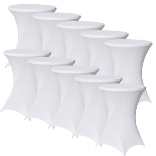 TRUTZHOLM Stehtischhusse Stretch weiß Ø 80 cm Tischdecke Husse Partytisch Bistrotisch Stehtischhusse Decke (10) von TRUTZHOLM