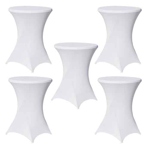 TRUTZHOLM Stehtischhusse Stretch weiß Ø 80 cm Tischdecke Husse Partytisch Bistrotisch Stehtischhusse Decke (5) von TRUTZHOLM