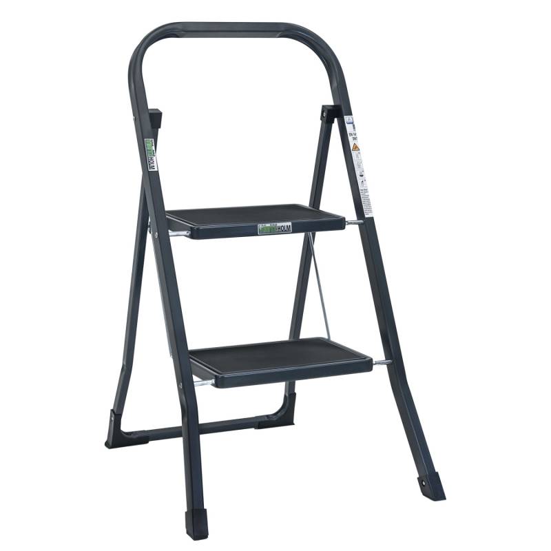 TRUTZHOLM Trittleiter 2 Stufen Klappbar TÜV/GS 150 kg Anti-Rutsch Trittflächen Anthrazit von TRUTZHOLM