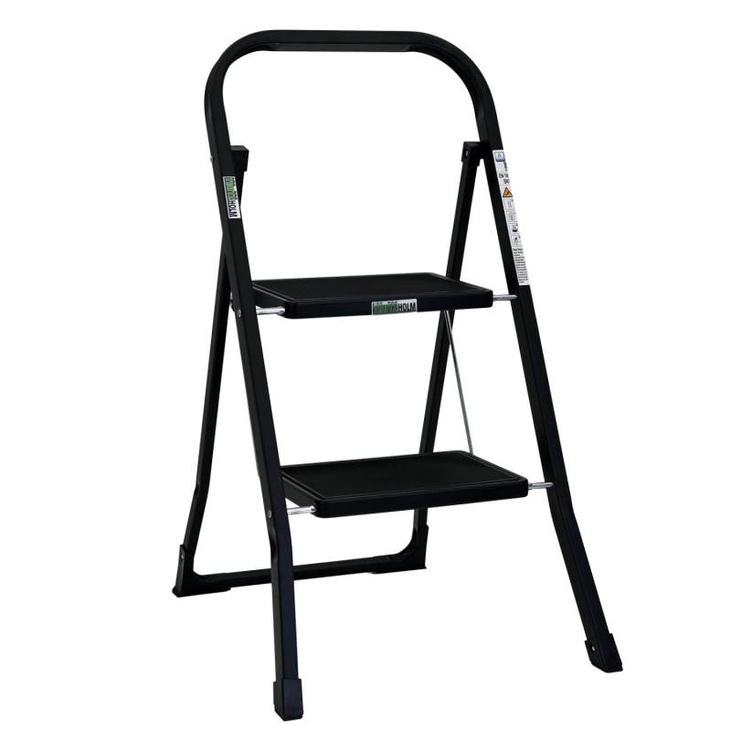 TRUTZHOLM Trittleiter 2 Stufen Klappbar TÜV/GS 150 kg Anti-Rutsch Trittflächen Schwarz von TRUTZHOLM