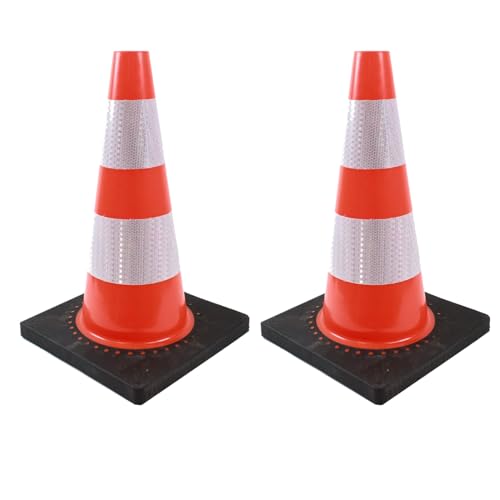 TRUTZHOLM Verkehrsleitkegel mit schwerem Fuß Verkehrshütchen Wasser- und Windfest 45cm Höhe Warnleitkegel Pylone Leitkegel Warnkegel Reflexstreifen (2er Set) von TRUTZHOLM