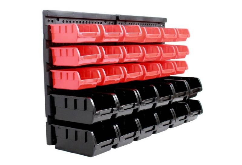 TRUTZHOLM Wandregal Stapelboxen Wandregal 31tlg rot/schwarz Kleinteilemagazin von TRUTZHOLM