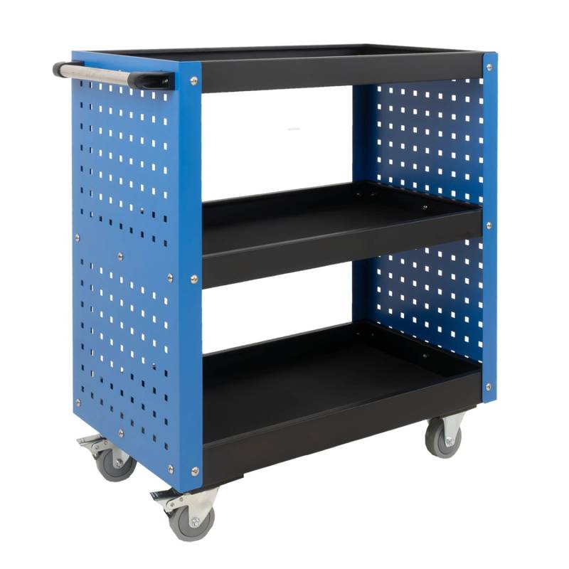 TRUTZHOLM Werkstattwagen 3 Etagen Stahl auf Rollen bis 300kg Tragkraft Blau von TRUTZHOLM