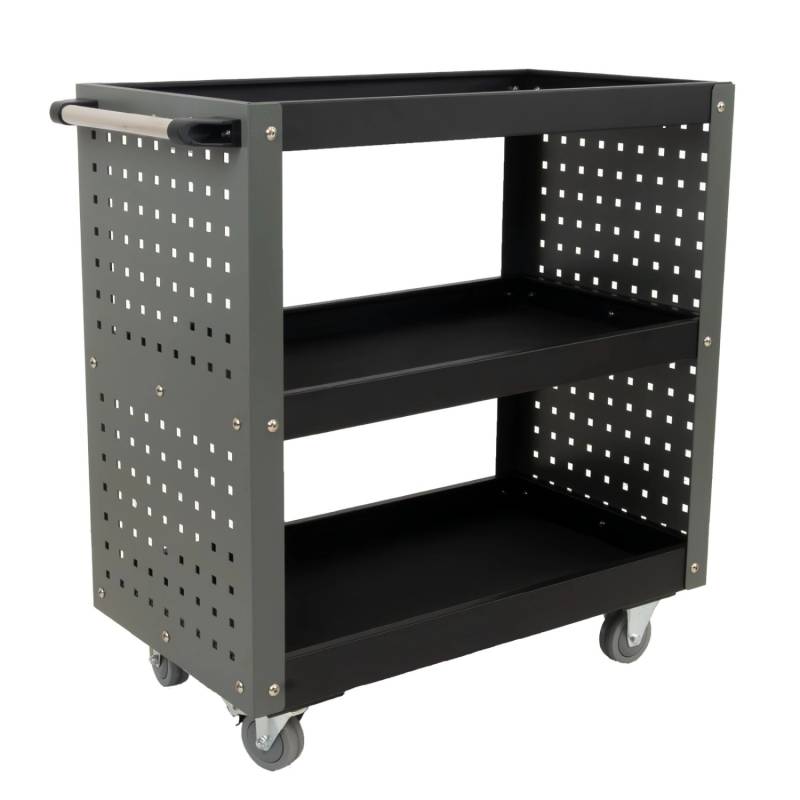 TRUTZHOLM Werkstattwagen 3 Etagen Stahl auf Rollen bis 300kg Tragkraft Grau von TRUTZHOLM