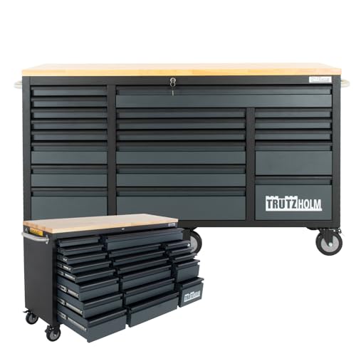 TRUTZHOLM Werkstattwagen Mobile Werkbank Deluxe XXL 20 Schubladen Werkzeugwagen leer (Anthrazit) von TRUTZHOLM