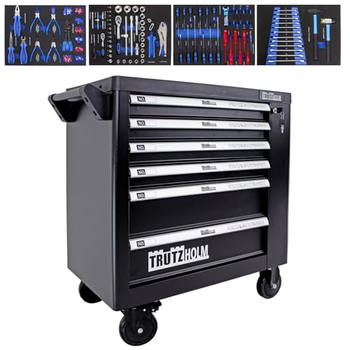TRUTZHOLM Werkstattwagen Werkzeugwagen Buddy mit 6 Schubladen 110 TLG. bestückt Farbe wählbar (schwarz) von TRUTZHOLM