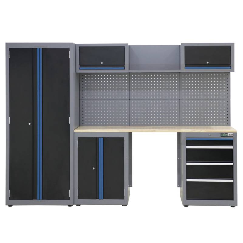 TRUTZHOLM Werkstattwand 13 Teile Modulares Werkstattschranksystem Aus Stahl Mit Lochwand Blau von TRUTZHOLM