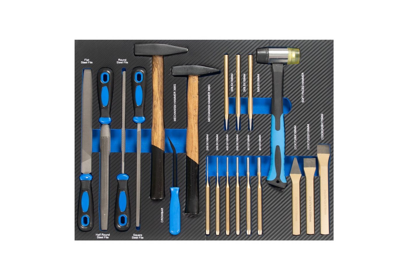 TRUTZHOLM Werkzeugset Profi Werkstattwagen Einlage Hammer,Feilen,Meißel,Körner,Durchschläger, (Set, 20-tlg) von TRUTZHOLM
