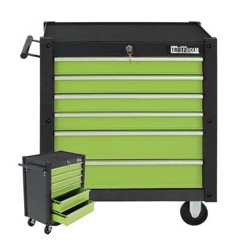 TRUTZHOLM Werkzeugwagen Trutzi mit Kantenleiste 78 x 64 cm Rollcontainer Werkstattwagen in Grün oder Grau (Grün) von TRUTZHOLM