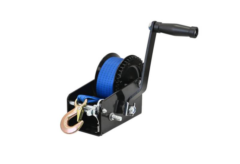 TRUTZHOLM Winde Gurtwinde 1133 kg Gurtlänge 10 m Gurtbreite 5 cm mit Lasthaken, (1-St), Lasthaken mit Tropfenöffnung, Sperrhebel, Handkurbel von TRUTZHOLM