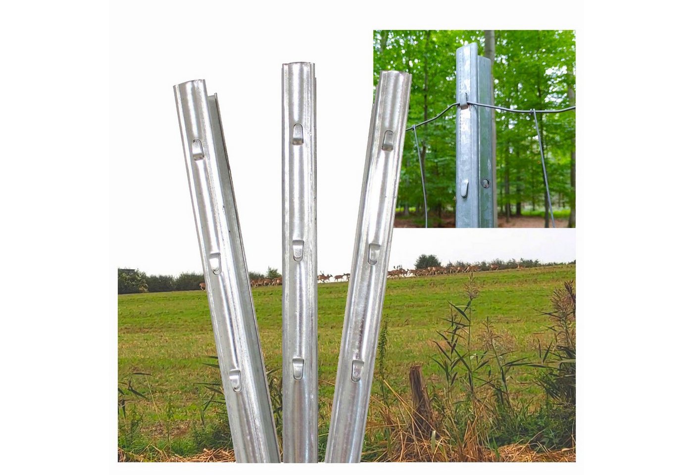 TRUTZHOLM Zaunpfosten Z-Profil Zaunpfosten 2 m verzinkt 10x Zaunpfähle inkl. Haken Forstprof, (10-St) von TRUTZHOLM