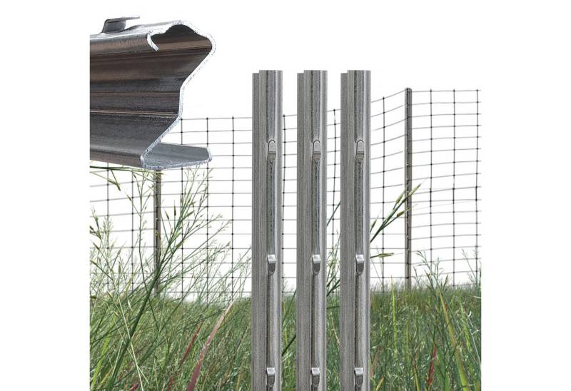 TRUTZHOLM Zaunpfosten Z-Profil Zaunpfosten 200 cm feuerverzinkt 20x Zaunpfähle 1,5 mm Stärke, (20-St), gestanzte Haken,Forstprofil von TRUTZHOLM