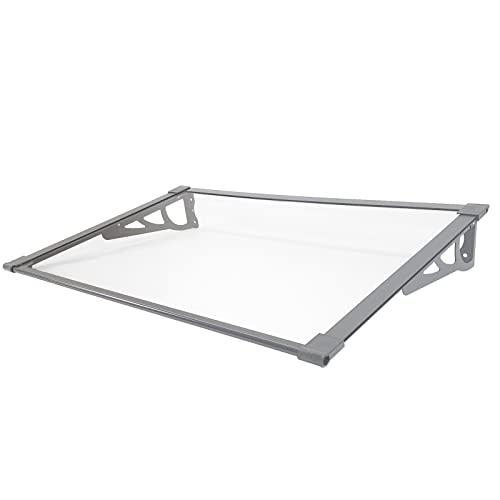 TrutzHolm® Aluminium Vordach Haustürvordach Pultvordach 150 x 90 cm Schneelast 95kg | Polycarbonatplatte | nach Auswahl (120x90 cm, Grau) von TRUTZHOLM