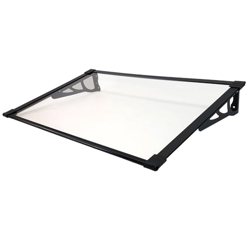 TrutzHolm® Aluminium Vordach Haustürvordach Pultvordach 150 x 90 cm Schneelast 95kg | Polycarbonatplatte | nach Auswahl (120x90 cm, Schwarz) von TRUTZHOLM