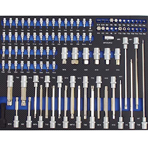 TRUTZHOLM Profi Werkstattwagen Einlagen Werkzeugeinlage in verschiedenen Ausführungen aus Schaumstoff 520x400mm (Stecknuss-Set) von TRUTZHOLM