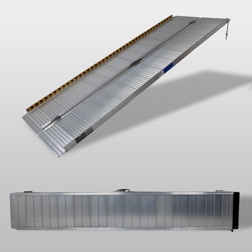 TRUTZHOLM Rollstuhlrampe klappbar 213 cm Traglast 272 kg Alu grau geriffelt Auffahrrampe von TRUTZHOLM