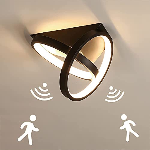 26W LED Deckenlampe mit Bewegungsmelder Innen Sensorlampe Moderne Deckenleuchte mit Sensor für Flur Treppe Wohnzimmer Balkon Küche Garage Veranda BüRo schwarz Innenlampen, Warmweißes Licht 3000K von TRUYOK