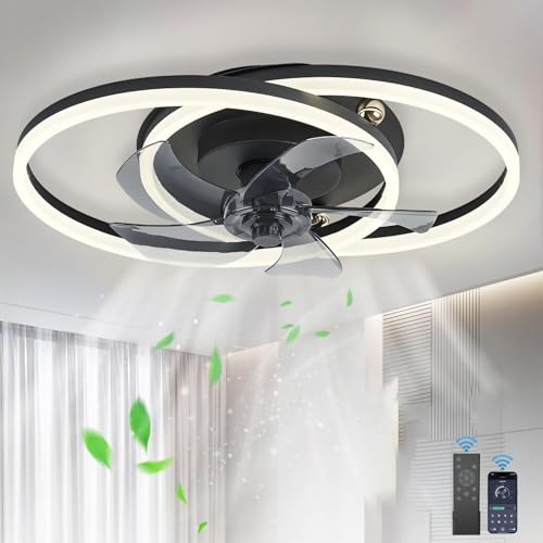 Deckenventilator mit Beleuchtung mit Fernbedienung APP-Steuerung,40W Modern LED Dimmbar Ventilator Deckenleuchte,6-Speed Leise Deckenventilator,Acryl Schlafzimmer Wohnzimmer Lüfter Licht Schwarz Deckenventilator mit Beleuchtung mit Fernbedienung APP-Steuerung,40W Modern LED Dimmbar Ventilator Deckenleuchte,6-Speed Leise Deckenventilator,Acryl Schlafzimmer Wohnzimmer Lüfter Licht Schwarz von TRUYOK