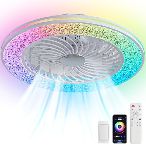 60CM Deckenventilator mit Beleuchtung RGB Farbwechsel Dimmbar LED Ventilator Deckenleuchte mit Fernbedienung & APP Leiser Ventilator Deckenlampe für Schlafzimmer Wohnzimmer Kinderzimmer Lüfter Licht von TRUYOK