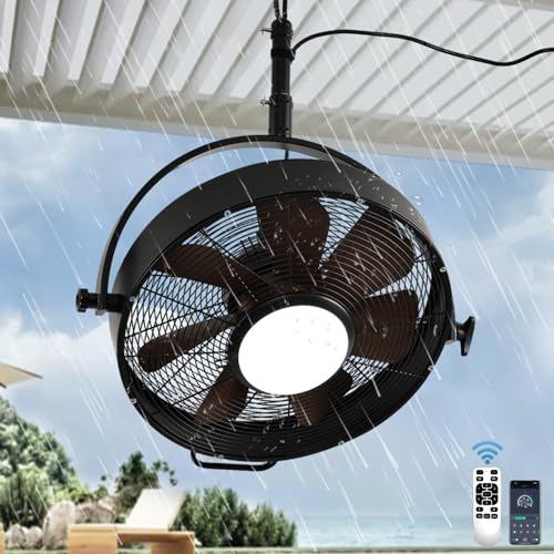 Deckenventilator mit Beleuchtung und Fernbedienung IP44 Wasserdicht Aussen Ventilator Deckenleuchte Leise Dimmbar Käfig Ventilator Deckenlampe mit Timer, 6 Gang, APP für Terrassen Pergolen Schwarzer Deckenventilator mit Beleuchtung und Fernbedienung IP44 Wasserdicht Aussen Ventilator Deckenleuchte Leise Dimmbar Käfig Ventilator Deckenlampe mit Timer, 6 Gang, APP für Terrassen Pergolen Schwarzer von TRUYOK