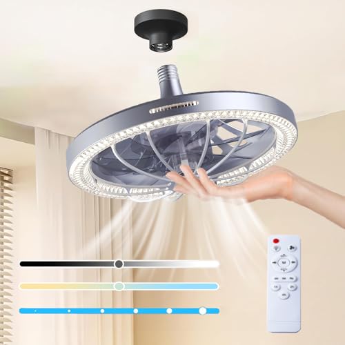 E27 Ventilator Deckenleuchte Leise LED Deckenventilator mit Beleuchtung Dimmbar mit Fernbedienung Schlafzimmer Fan Deckenlampe 3 Geschwindigkeiten Lampe mit Ventilator Für Wohnzimmer Esszimmer Küche von TRUYOK