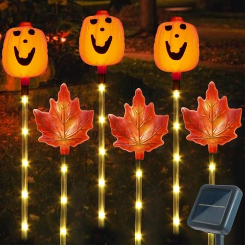 Halloween Kürbis Ahornblatt Solarlampen für Außen Garten 6er-Set IP67 Wasserfest Solarleuchten mit 8 Modi LED Beleuchtung Outdoor Patio Wegbeleuchtung für Terrasse Veranda Rasen Halloween Kürbis Ahornblatt Solarlampen für Außen Garten 6er-Set IP67 Wasserfest Solarleuchten mit 8 Modi LED Beleuchtung Outdoor Patio Wegbeleuchtung für Terrasse Veranda Rasen von TRUYOK
