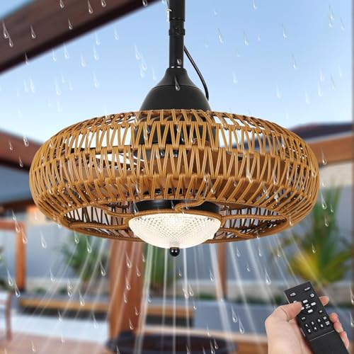 IP65 Deckenventilator mit Beleuchtung Wasserdicht Aussen Ventilator Dimmbar Fan Deckenleuchteund mit Fernbedienung Boho Rattan Lampe mit Ventilator Leise Ventilatorlicht für Schlafzimmer Balkon Außen IP65 Deckenventilator mit Beleuchtung Wasserdicht Aussen Ventilator Dimmbar Fan Deckenleuchteund mit Fernbedienung Boho Rattan Lampe mit Ventilator Leise Ventilatorlicht für Schlafzimmer Balkon Außen von TRUYOK