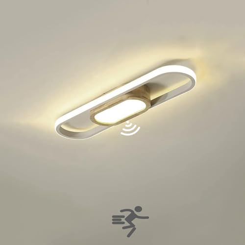 LED Deckenleuchte mit Bewegungsmelder Modern Holz Deckenlampe mit Sensor Flurlampe mit Tageslichtsensor Innen Sensorlampe Deckenbeleuchtung für Flur Schlafzimmer Korridor Balkon Gang Treppe Veranda… (4500K) von TRUYOK