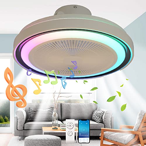 LED Musik Deckenventilator mit Beleuchtung und Bluetooth Lautsprecher Deckenleuchte mit Ventilator RGB Dimmbar Farbwechsel Smart APP Fernbedienung Fan Deckenlampe für Kinderzimmer Wohnzimmer Lampe… von TRUYOK