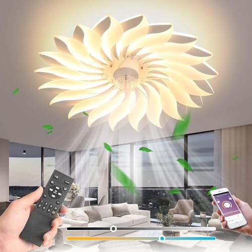 Leise Deckenventilator mit Beleuchtung LED 120W Deckenleuchte mit Ventilator und Fernbedienung Dimmbar Deckenlampe mit Ventilator Moderne Blumenform Acryl Lampe für Wohnzimmer Schlafzimmer Esszimmer Leise Deckenventilator mit Beleuchtung LED 120W Deckenleuchte mit Ventilator und Fernbedienung Dimmbar Deckenlampe mit Ventilator Moderne Blumenform Acryl Lampe für Wohnzimmer Schlafzimmer Esszimmer von TRUYOK