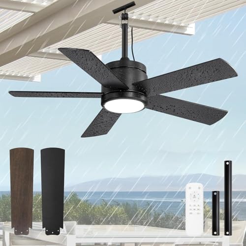 Outdoor Deckenventilator mit Beleuchtung 106CM IP65 Wasserdicht Außen Deckenleuchte mit Ventilator LED Dimmbar Ventilatorlicht und Fernbedienung Ventilator Deckenlampe für Garten Balcón Innen Aussen Outdoor Deckenventilator mit Beleuchtung 106CM IP65 Wasserdicht Außen Deckenleuchte mit Ventilator LED Dimmbar Ventilatorlicht und Fernbedienung Ventilator Deckenlampe für Garten Balcón Innen Aussen von TRUYOK
