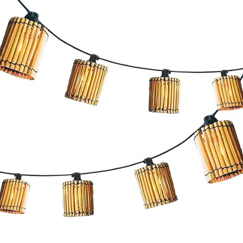 Solar Lichterkette Aussen 10 Lampions LED IP44 Bambus Wasserdicht Solarlaterne für Außen Vintage Outdoor lampe Wetterfest für Garten Hochzeit Fest Deko Licht Warmweiß von TRUYOK
