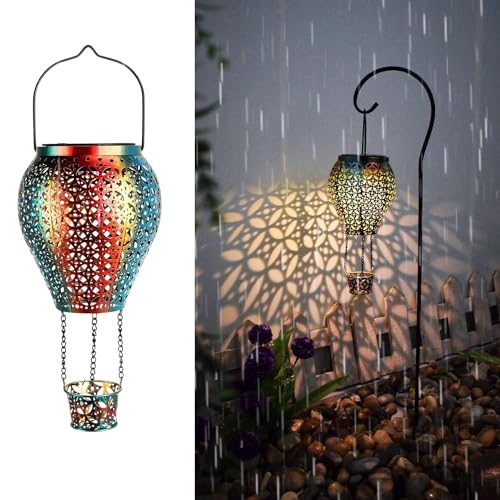 Solarlaterne für Außen Solar Heißluftballon Laterne IP44 Wasserdicht Solar Gartenleuchte Outdoor Hängeleuchten Gartendekoration Solar Hängende Laterne für für Terrasse Verandas Hof Pati Bauernhaus von TRUYOK