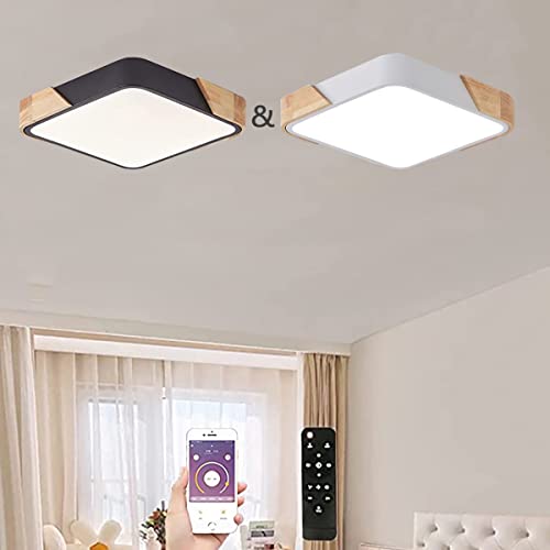 TRUYOK 2pcs APP Dimmbar LED Deckenleuchte Holz,24W Deckenlampe mit Fernbedienung,2400L Deckenlampe Holz Leuchte Decke für Wohnzimmer Schlafzimmer Küche Lounge Flur von TRUYOK