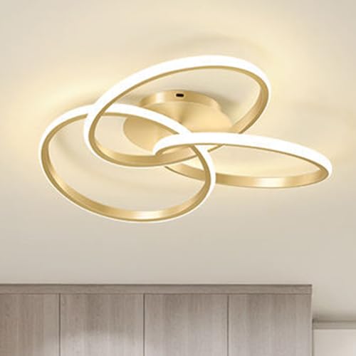 TRUYOK Deckenlampe LED 24W Deckenleuchte Modern Kreative in Blumenform Innen Deckenleuchten Warmweißes Licht 3000K Wohnzimmerlampe Eisen für Schlafzimmer Wohnzimmer Badezimmer Büro (Gold) von TRUYOK