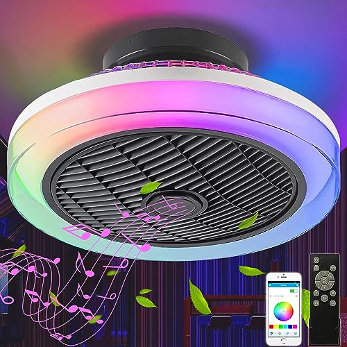 TRUYOK Deckenleuchte mit Ventilator LED Farbwechsel RGB Deckenventilator mit Beleuchtung Wohnzimmer Fan Deckenlampe mit Fernbedienung Dimmbar Leise Lüfterlicht für Schlafzimmer Esszimmer Büro 55CM von TRUYOK