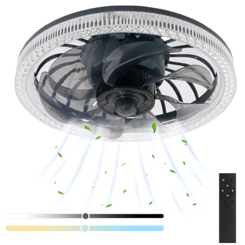 11.8in Deckenleuchte mit Ventilator und Fernbedienung Deckenventilator mit Licht leise 4-Gang Deckenlampe mit Ventilator Fan 3 Farbtemperatur Dimmbar E27 Ventilator Lampe für Schlafzimmer Wohnzimmer von TRUYOK