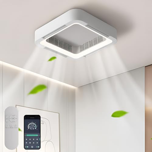 TRUYOK Fan Deckenlampe - Modern Deckenleuchte mit Ventilator - Blattloser Fan Deckenleuchte - Dimmbar mit Fernbedienung - 6 Speed Leise Deckenbeleuchtung für Wohnzimmer Schlafzimmer 58cm von TRUYOK