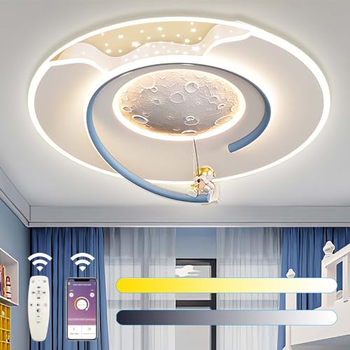LED Kinder Deckenlampe Dimmbar Cartoon Deckenleuchte mit Fernbedienung Astronaut Kinderzimmerlampe Jungen Mädchen Deckenlicht für Babyzimmer Schlafzimmer Teenagerzimmer Deckenbeleuchtung von TRUYOK