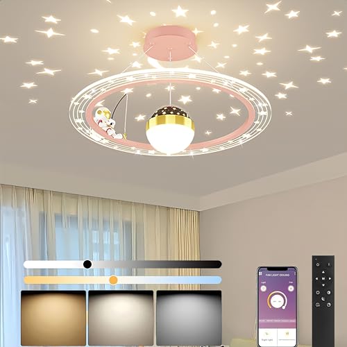 TRUYOK LED Kinderzimmer Deckenleuchte mit Fernbedienung und APP Modern Dimmbar Deckenlampe 40W Junge Mädchen Pendelleuchte für Babyzimmer Schlafzimmer Wohnzimmer Hotel Kinderlampe von TRUYOK