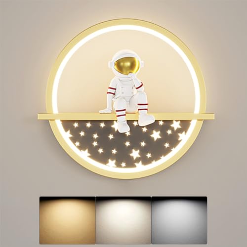TRUYOK LED Wandleuchte Dimmbar Kinderzimmer Wandlampe Modern Kinder Schlafzimmer Nachttischlampe kreativ Junge Mädchen Raumlampe Sternenhimme Astronaut Nachtlicht 25W Innen Wandbeleuchtung von TRUYOK