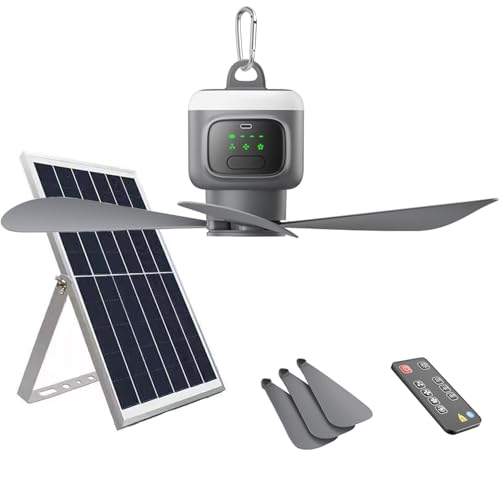 TRUYOK Solar Deckenventilator mit Beleuchtung LED Akku Ventilator mit Deckenleuchte Dimmbar Ventilatorlicht mit Fernbedienung Aufhängehaken Fan Deckenlampe für Terrasse Balkon Schirm Garten Outdoor TRUYOK Solar Deckenventilator mit Beleuchtung LED Akku Ventilator mit Deckenleuchte Dimmbar Ventilatorlicht mit Fernbedienung Aufhängehaken Fan Deckenlampe für Terrasse Balkon Schirm Garten Outdoor von TRUYOK