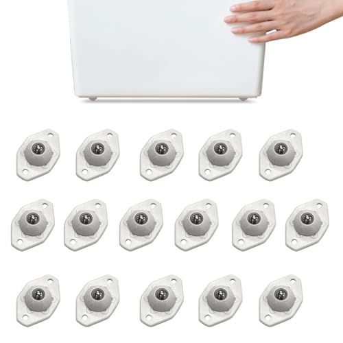Selbstklebende Lenkrollen, 360° Mini-Drehräder für Kleingeräte, Stahl-Universalrad-Kugelrollen mit Haftrolle für Küchenarbeitsplatte Geräteaufbewahrung Mülleimer DIY (Weiß, 16 Stück) von TRVL FIELDER