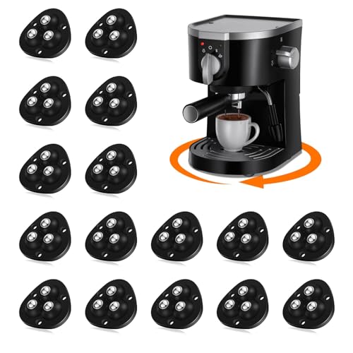 Selbstklebende Lenkrollen, 360° schwenkbares Universal-Lenkrad, Mini-Rollenkugellager für kleine Küchengeräte, Aufbewahrungsbox, Mülleimer DIY (mit 3 Kugellagern, schwarz, 16 PCS) von TRVL FIELDER
